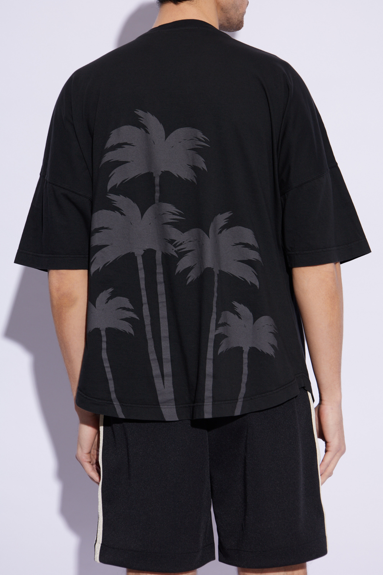 Tシャツ・カットソー PALM ANGELS Men T-shirt Black PMAA002S25JER004 1313 PALMS OVER TEE VINTAGE BLACK - VINTAGE B in VINTAGE BLACK